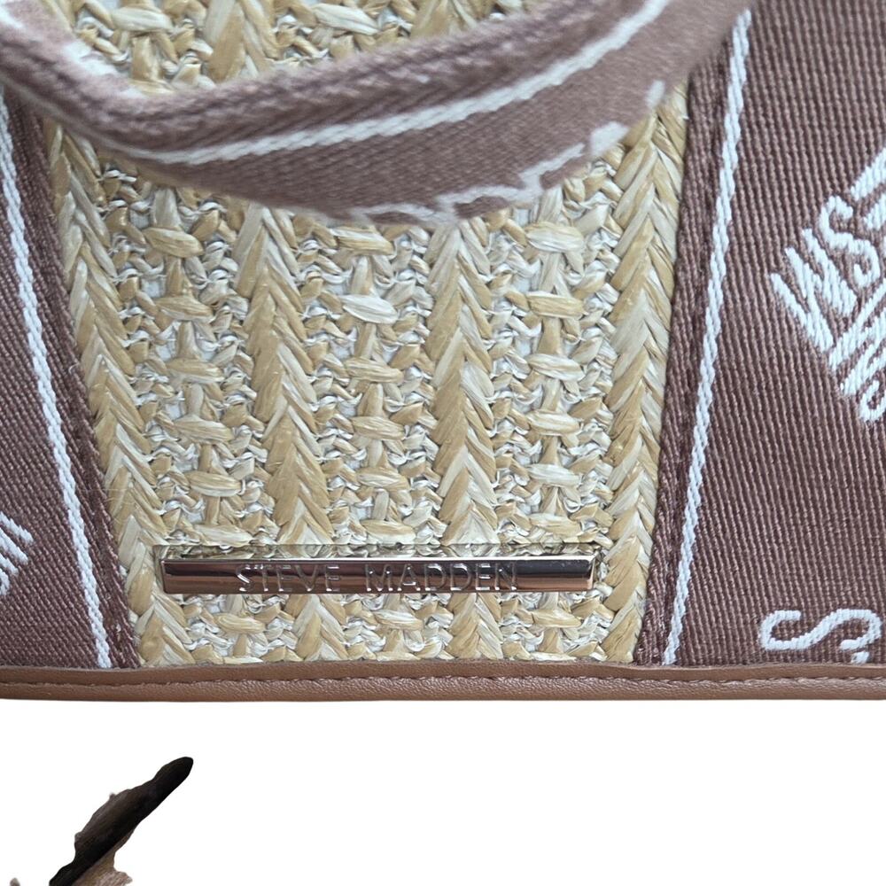 Steve Madden Straw Satchel Crossbody Neutral Woven Mini Bag Resort Chic - Picture 8 of 15